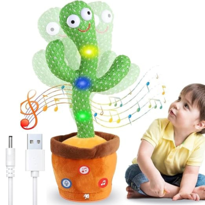 Premium Rechargeable Dancing Cactus Plush Toy - Talking &amp; Mimicking Toy with 120 Songs &amp; LED Lights